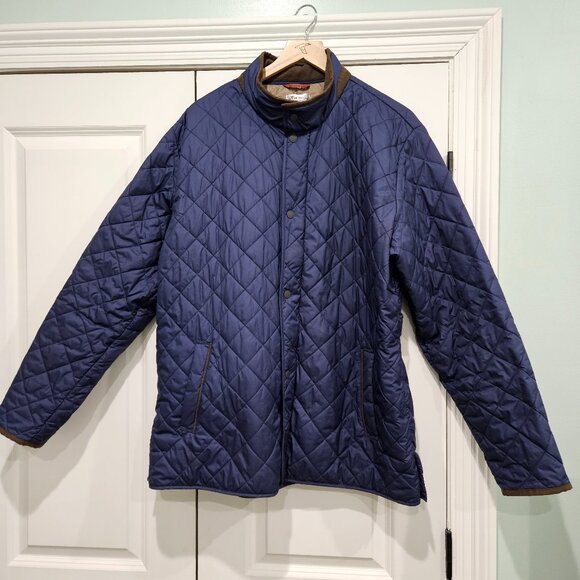Peter Millar Quilted Jacket Size XL – Navy with Brown Trim | Premium Outerwear - Picture 1 of 5